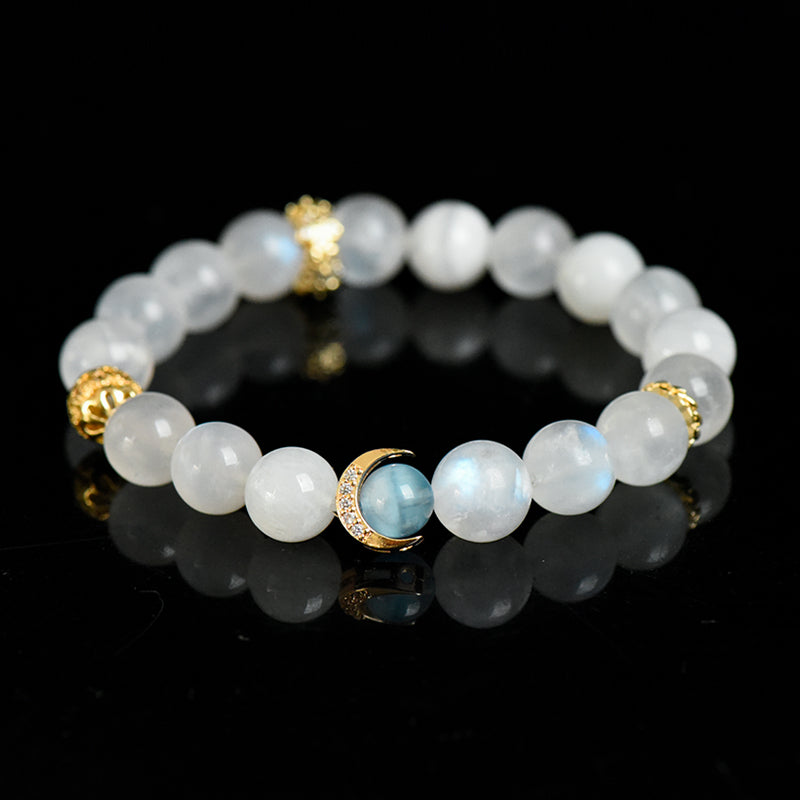 Blue Moonstone Bracelet with Aquamarine Accent