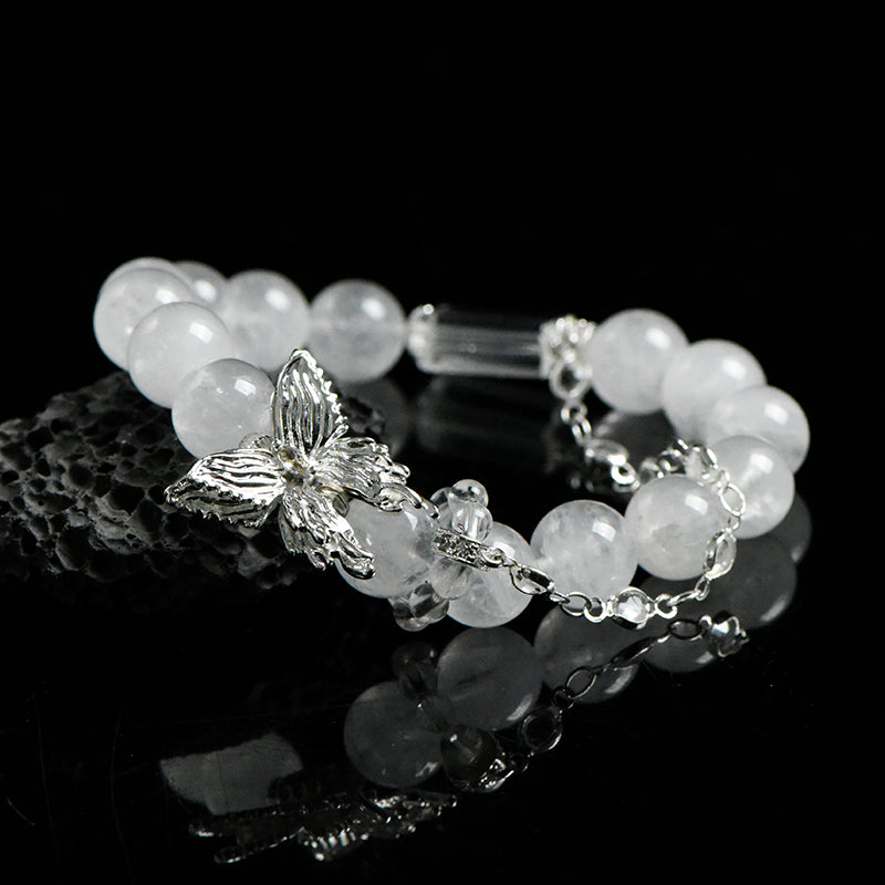 Phantom Quartz & Clear Quartz “Moonlit Butterfly” Bracelet