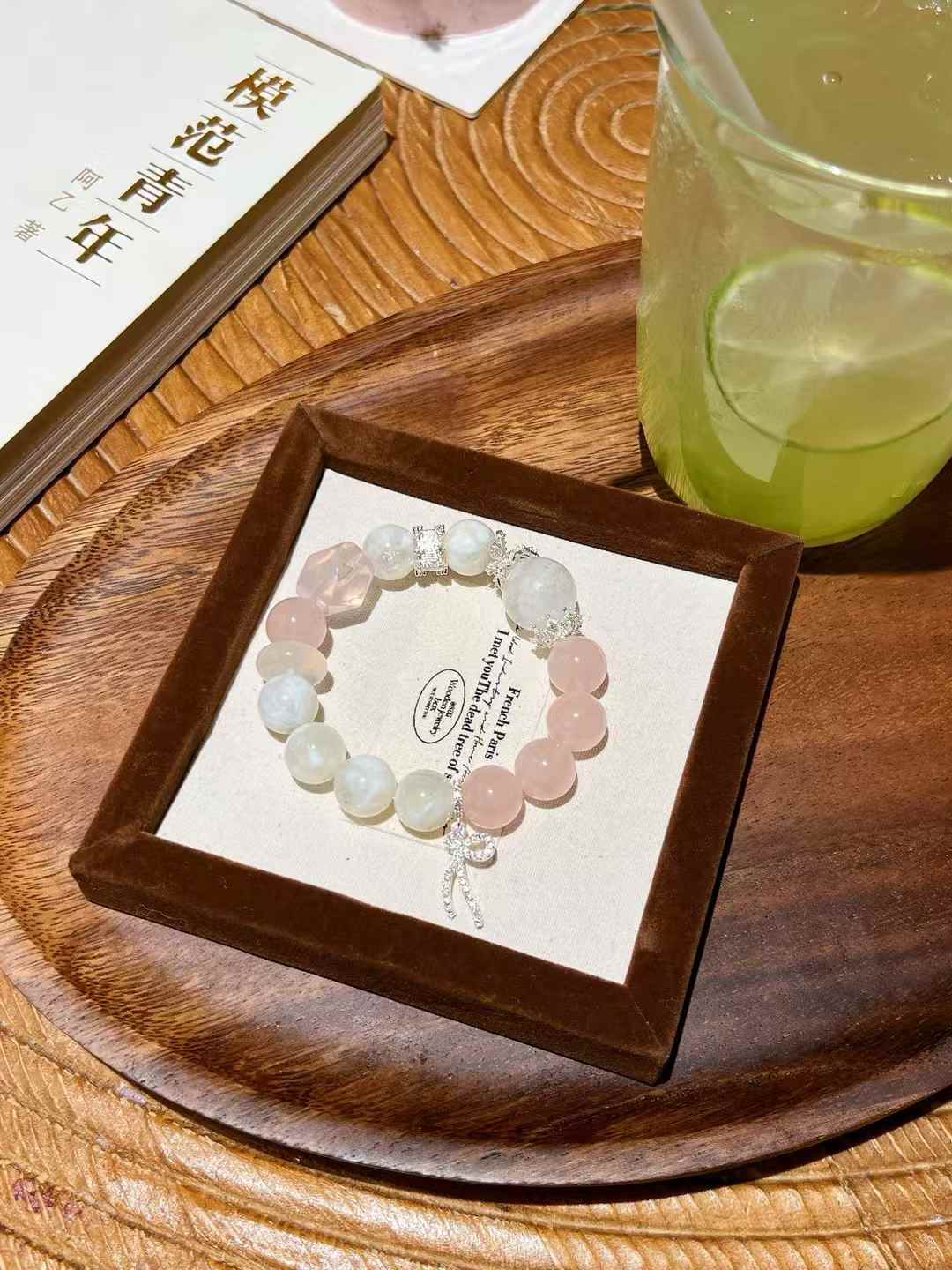 Rose Quartz & White Phantom “Creamy Snowflake” Bracelet