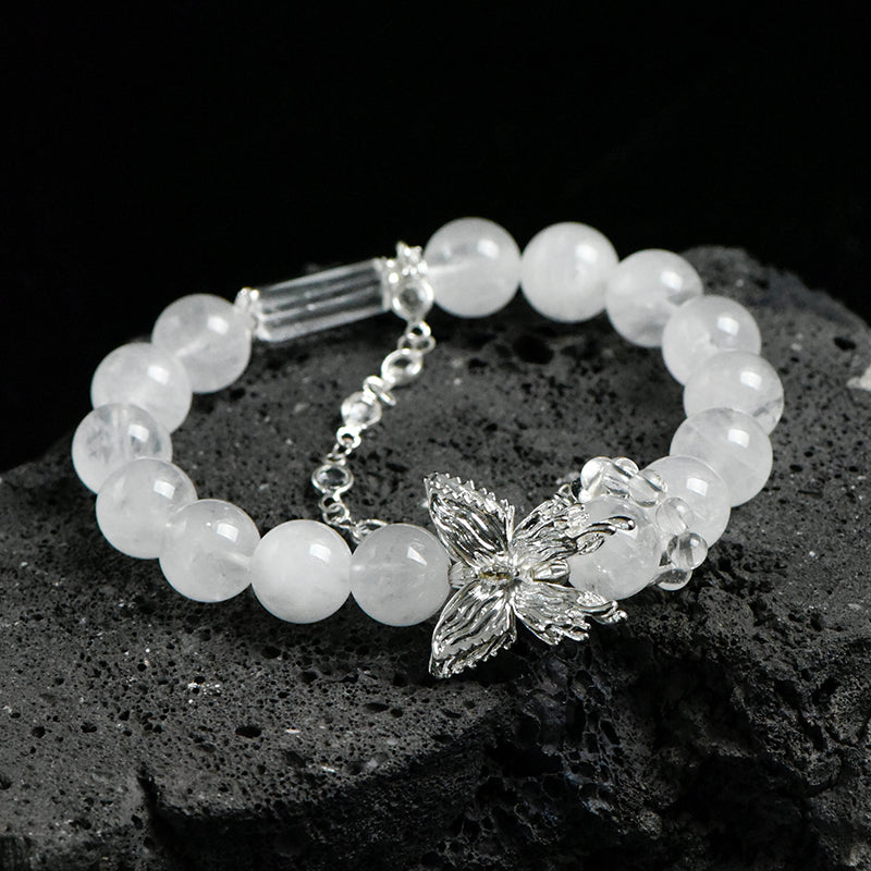 Phantom Quartz & Clear Quartz “Moonlit Butterfly” Bracelet