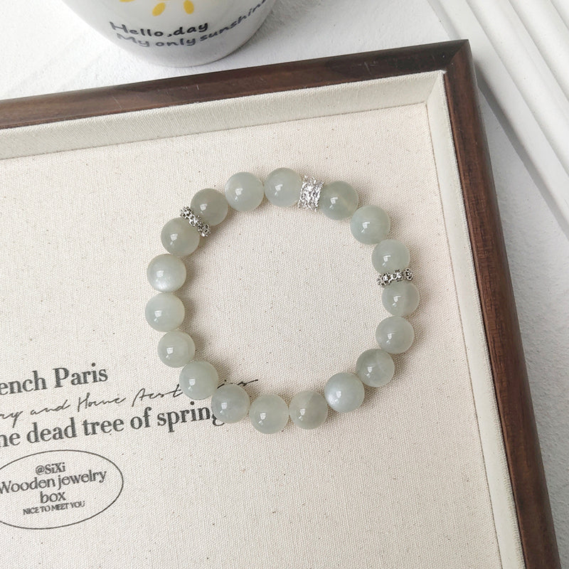 White Moonstone “Lunar Glow” Bracelet | Handmade · 10mm Beads