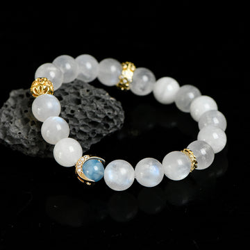 Blue Moonstone Bracelet with Aquamarine Accent