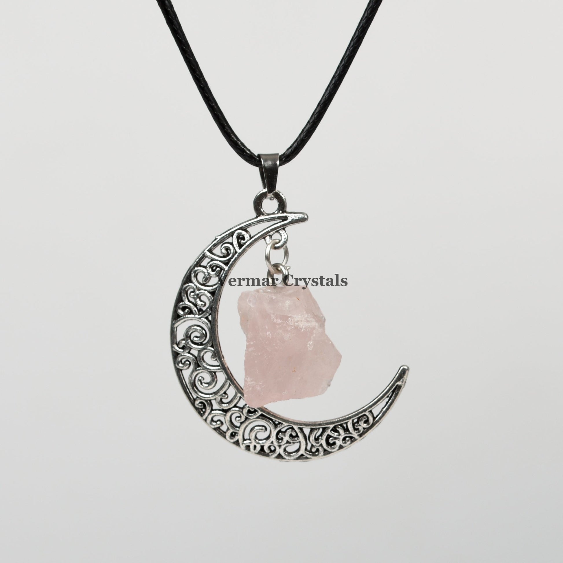 Rose Quartz Moon Necklace