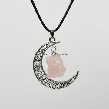 Rose Quartz Moon Necklace