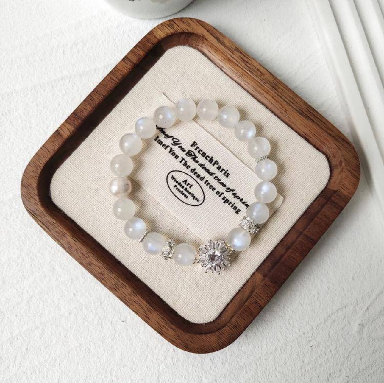 Blue Moonstone, Pearl & Zircon Magic Box Bracelet