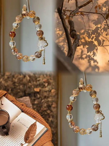 Autumn Sunlight Bracelet | Black Rutilated Quartz & Clear Quartz · 10mm