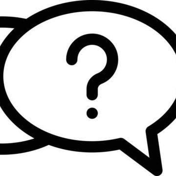 Two overlapping speech bubbles with a question mark inside the right bubble on a white background
